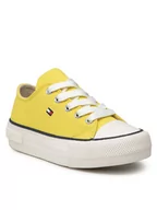 Buty dla dziewczynek - Tommy Hilfiger Trampki Low Cut Lace-Up Sneaker T3A4-32118-0890 M Żółty - miniaturka - grafika 1