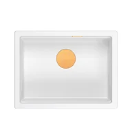 Zlewozmywaki - JOSH 110 GraniteQ zlewozmywak snow white 59,5x45,1x21,5 cm 1-komorowy wpuszczany z syfonem manualnym miedziany - miniaturka - grafika 1