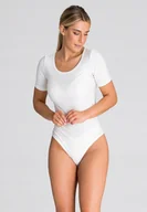 Odzież ciążowa - Proste BODY damskie z krótkim rękawem białe M - miniaturka - grafika 1