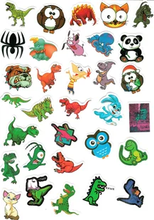 NAKLEJKI KOLOROWE ZWIERZĘTA ZWIERZĘTKA DINOZAURY DLA DZIECI 100 SZTUK - Zabawki kreatywne - miniaturka - grafika 1