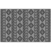 Dywany zewnętrzne - Odwracalny dywan zewnętrzny 182x274 cm, wodoodporny, czarno-szary, idealny na taras, balkon, kemping i plażę - miniaturka - grafika 1