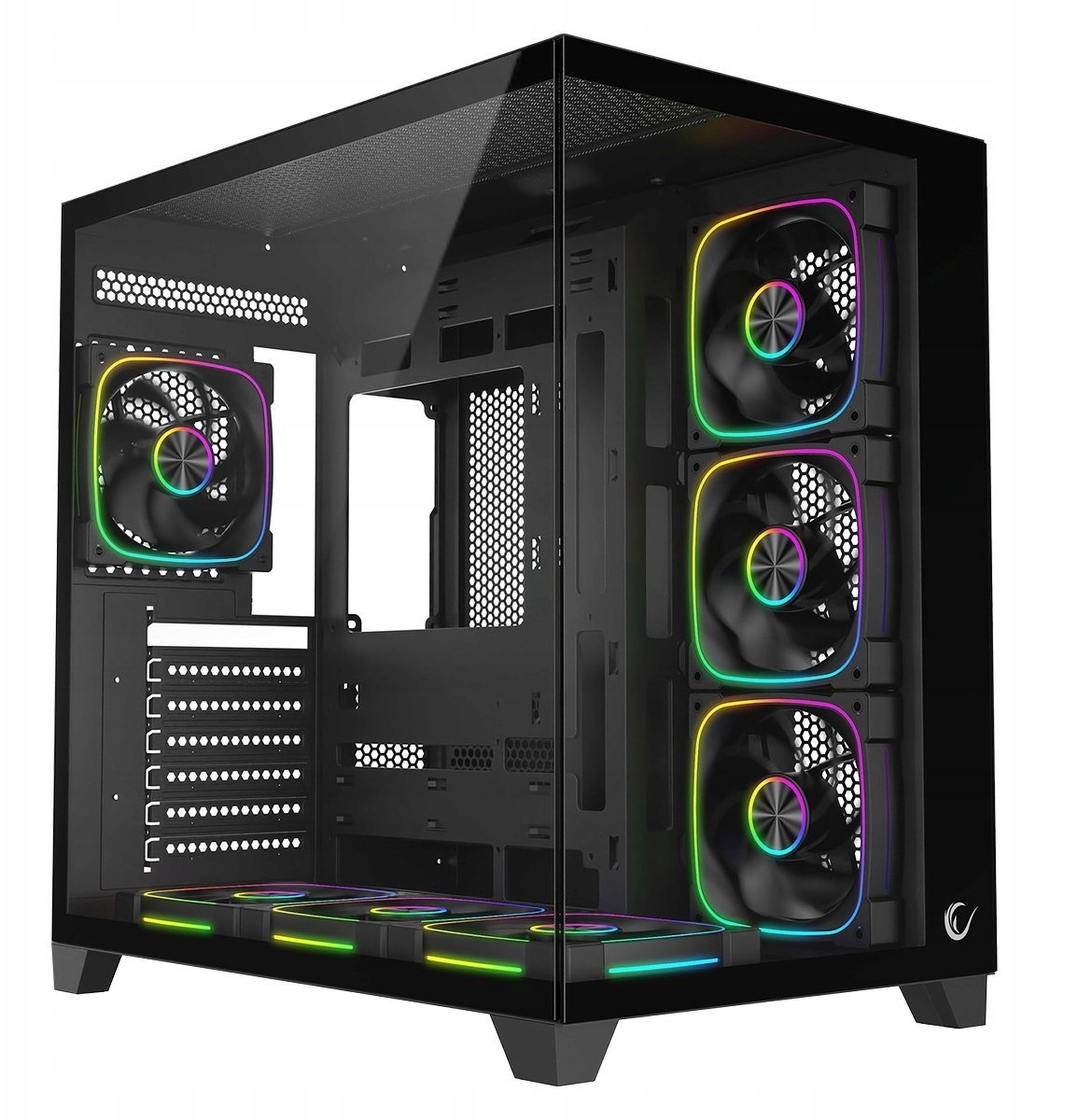 Obudowa Rampage Rampage Obudowa PC ze szkłem hartowanym SEALITE 7x wentylator ARGB PWM Czarna SEALITE-BLACK