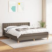 Łóżka - vidaXL Łóżko kontynentalne z materacem, taupe, tkanina, 180x200 cm - miniaturka - grafika 1