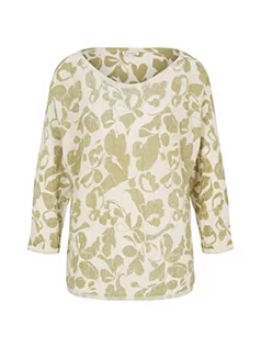 Swetry damskie - TOM TAILOR Damski sweter ze wzorem 1030363, 29283 - Green Floral Knit Design, XXL - grafika 1