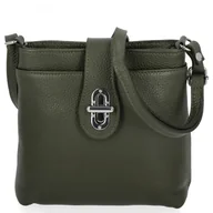 Torebki damskie - Elegancka Torebka Skórzana Włoska Listonoszka 201 Ciemno Zielona - miniaturka - grafika 1