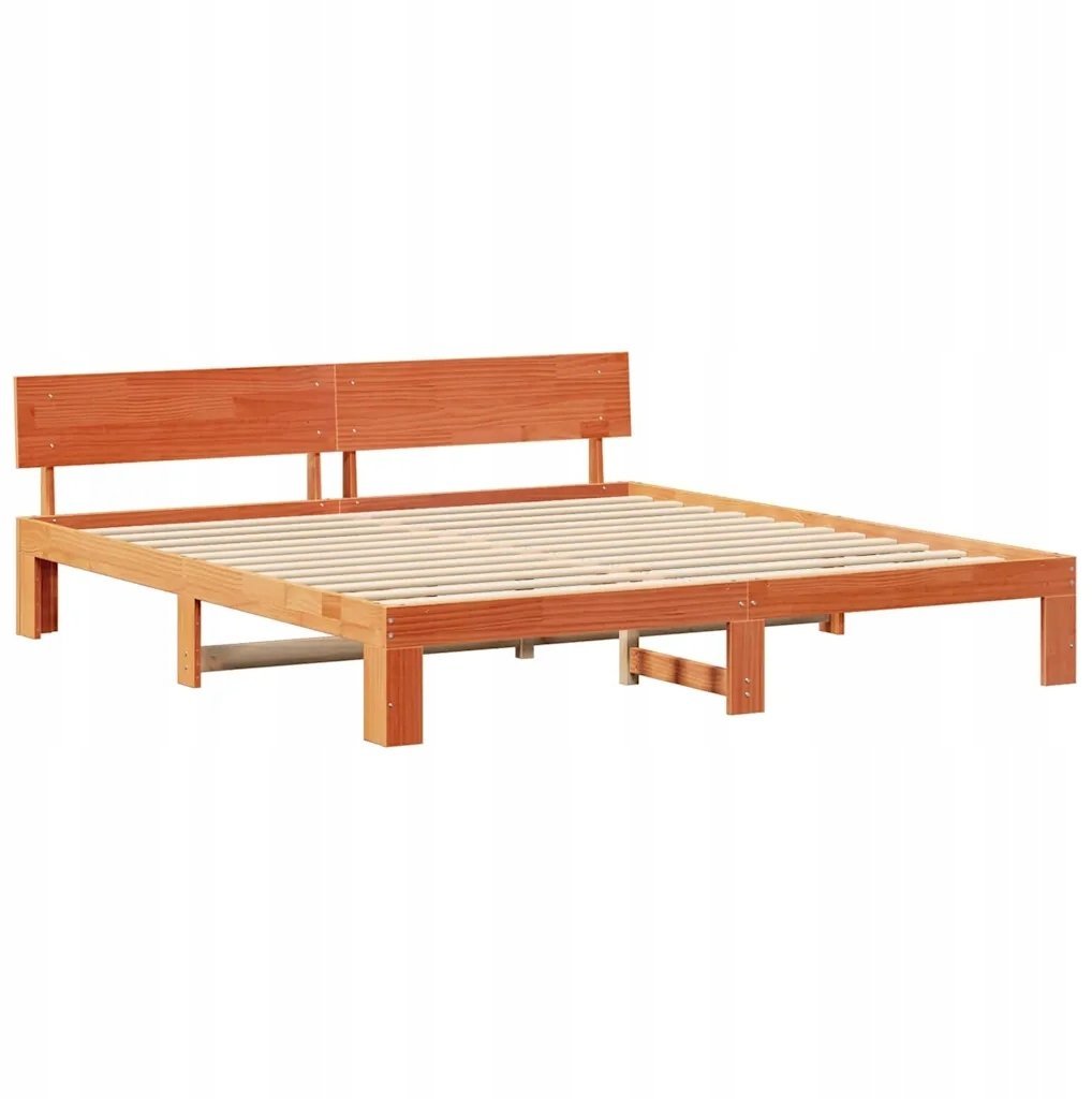 vidaXL Rama łóżka z brązowym woskiem 200x200 cm z litego drewna sosnowego