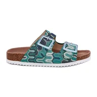 Klapki i japonki damskie - Klapki Damskie Z Klamrami I Brokatem S.Barski RB51-006 Zielone - miniaturka - grafika 1