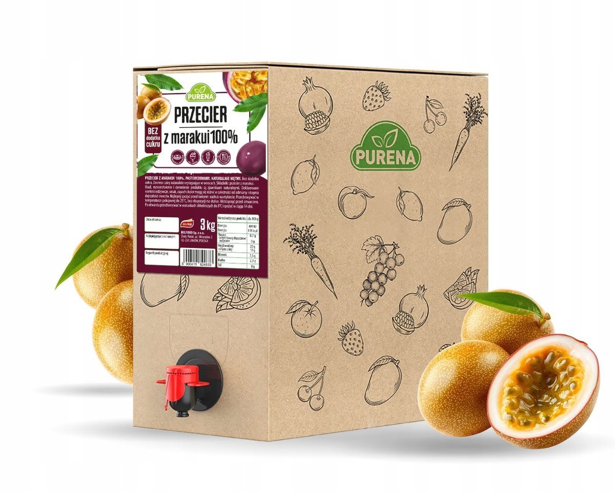 Puree pulpa przecier z marakui 100% bez cukru PURENA box 3 kg