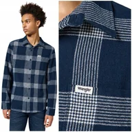 Koszule męskie - Wrangler OVERSHIRT Iris gruba luźna bawełniana koszula kurtka w kratę M - miniaturka - grafika 1