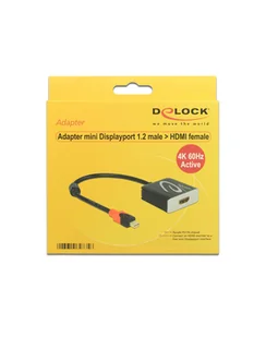 Delock Adapter sieciowy wtyczka mini DisplayPort 1.2 > gniazdo HDMI 2.0 Czarny 4 K 60 HZ Aktywny 62735 - Adaptery i przejściówki - miniaturka - grafika 2