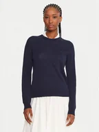 Swetry damskie - Lacoste Sweter AF4145 Granatowy Regular Fit - miniaturka - grafika 1
