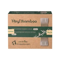 Waciki, płatki i patyczki kosmetyczne - Hey! Bamboo, Bambusowe patyczki do uszu z bawełną, 200 szt. - miniaturka - grafika 1