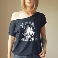 Koszule damskie - Take me to the mountains Czarny Oversize - miniaturka - grafika 1