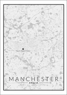 Plakaty - Galeria Plakatu, Manchester, OldTrafford mapa czarno biała, 42x59,4 cm - miniaturka - grafika 1