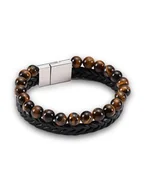 Bransolety męskie - Uomo Skórzana bransoletka z tygrysim okiem - miniaturka - grafika 1