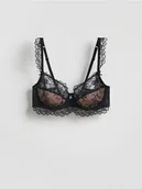 Biustonosze - Reserved - Miękki biustonosz z fiszbinami - czarny - miniaturka - grafika 1