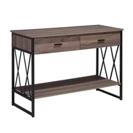 Konsole i sekretarzyki - Konsola 2 Szuflady Brązowoszare Drewno Z Czarnym Ayden - miniaturka - grafika 1