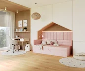 Łóżka dla dzieci i młodzieży - Łóżko tapicerowane BILLY TRINITY rama, pojemnik na pościel - 120x200 - TRINITY - Pudrowy róż - miniaturka - grafika 1