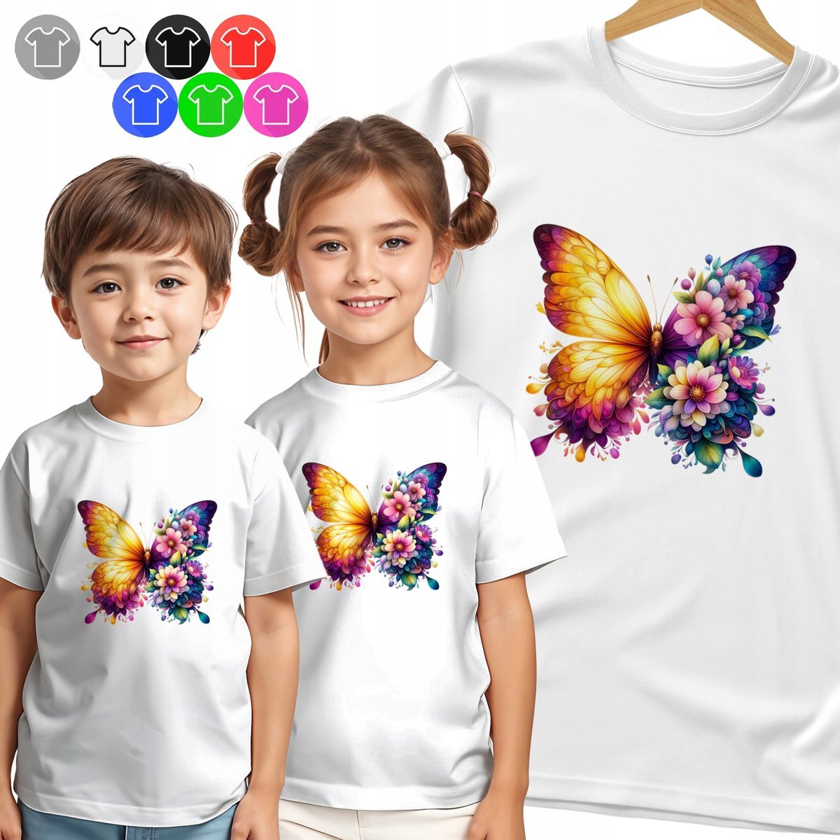 KOSZULKA DZIECIĘCA T-SHIRT - SERCE SZPILKI PERFUMY RÓŻ WZORY - XS