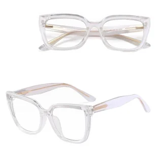 Damskie okulary kocie oczy zerówki do komputera BLUE LIGHT 25150F transparentny/biały - Okulary korekcyjne, oprawki, szkła - miniaturka - grafika 1