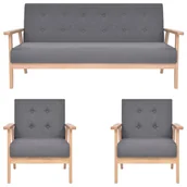 Komplety wypoczynkowe - 3-częściowy zestaw wypoczynkowy, tkanina, ciemnoszary - miniaturka - grafika 1