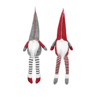 Ozdoby bożonarodzeniowe - Zestaw 2 skrzatów siedzących szary i czerwony 50 cm - miniaturka - grafika 1