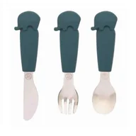 Kubki dla dzieci - ECORASCALS Zestaw sztućców słonik TEAL - miniaturka - grafika 1