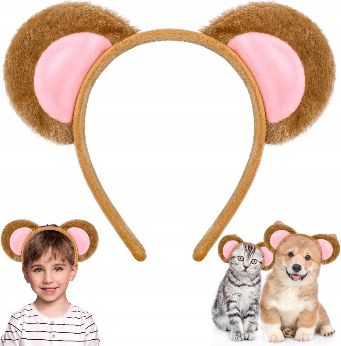 Opaska na głowe uszy misia dekoracja imprezowa pluszowa