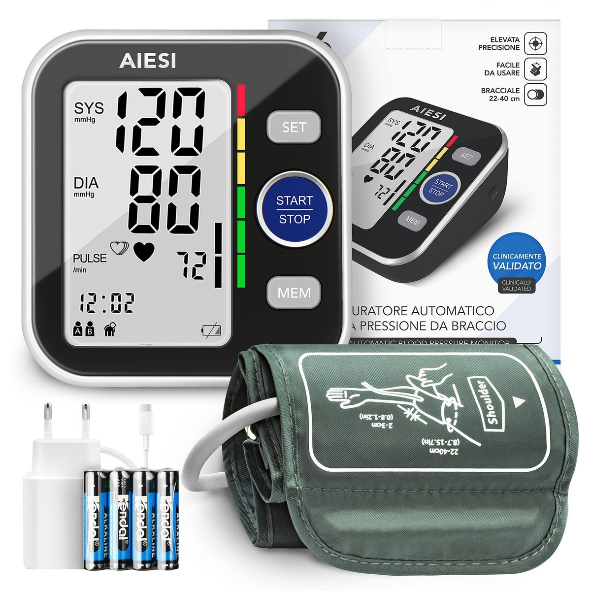 AIESI® Ciśnieniomierz naramienny automatyczny cyfrowy profesjonalny