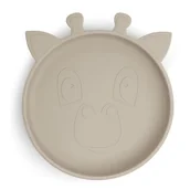 Śliniaki i fartuszki - Nuuroo silikonowy talerzyk obiadowy duży GIRAF Cobblestone - miniaturka - grafika 1