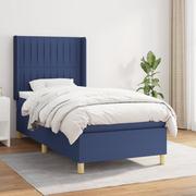 Łóżka - Lumarko Łóżko kontynentalne z materacem, niebieskie, tkanina 100x200 cm - miniaturka - grafika 1