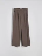 Spodnie damskie - Reserved - Spodnie w kant z wiskozy - brązowy - miniaturka - grafika 1