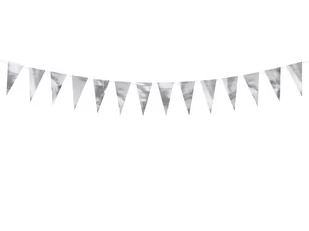 Party Deco Girlanda flagietki srebrna - 215 cm - 1 szt. FLG13-018M - Sylwester - miniaturka - grafika 1