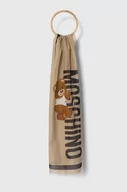 Apaszki i szaliki damskie - Moschino szal z domieszką jedwabiu kolor beżowy wzorzysty - miniaturka - grafika 1