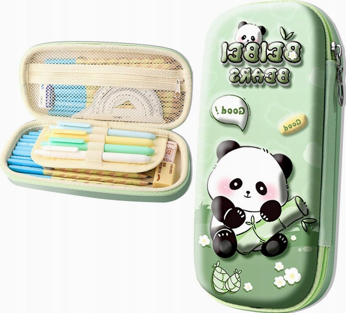 ORGANIZER 23X10X45CM ZIELONY 3D PANDA ARTYKUŁY SZKOLNE ETUI