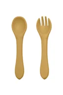 Sztućce dla dzieci - PETITE&MARS Silikonowe sztućce Take&Match - Intense Ochre 6m+ - miniaturka - grafika 1