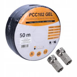 KABEL ANTENOWY MIEDZIANY Cu 50M + 2x WTYK F 6,8mm - Kable - miniaturka - grafika 1