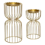 Świeczniki - Zestaw metalowych świeczników na tealight, złote - miniaturka - grafika 1