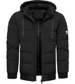 Kurtki męskie - Kurtka męska zimowa z odpinanym kapturem czarna Recea - miniaturka - grafika 1