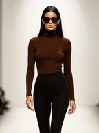 Koszule damskie - Bluzka brązowa YY500101 - miniaturka - grafika 1