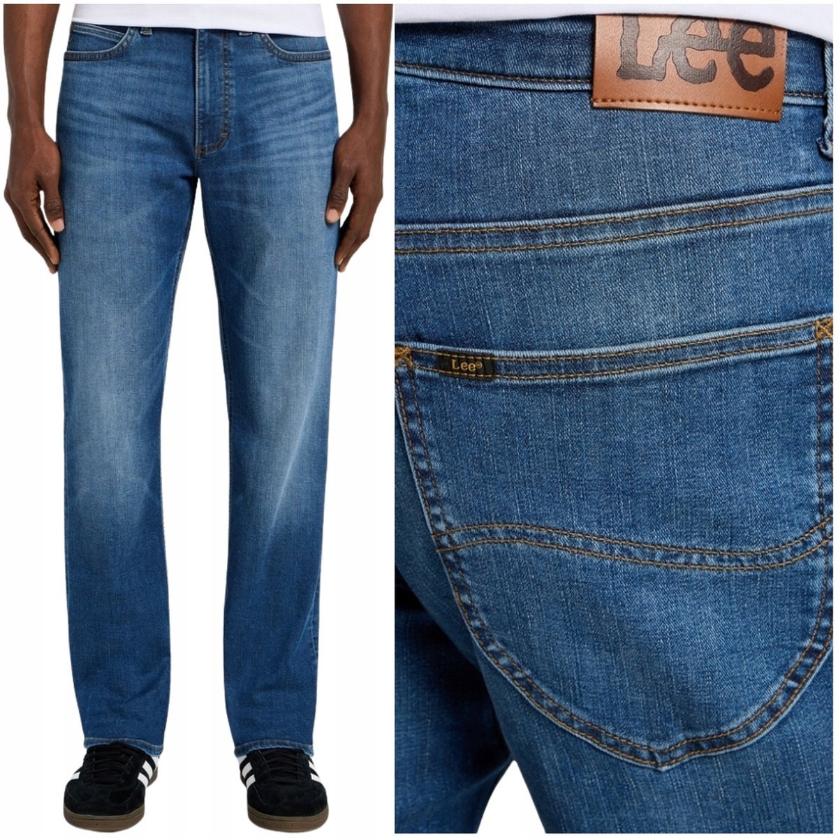 Lee X Straight Creek wygodne proste spodnie jeansowe elastyczny pas W33 L34
