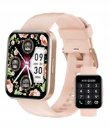 Smartwatch - Smartwatch różowy rozmowy sport tętno ciśnienie IP68 iOS Android - miniaturka - grafika 1