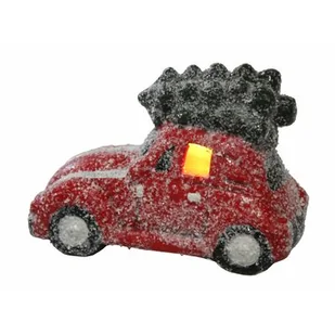 Figurka ceramiczna AUTKO 15 x 7,6 x 10 cm LED czerwono-zielony - Ozdoby bożonarodzeniowe - miniaturka - grafika 1