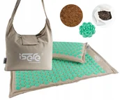 Akcesoria medycyny naturalnej - mata do akupresury z kolcami naturalna kokos gryka Beż/Seldedyn - miniaturka - grafika 1