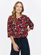 Bluzki damskie - Bluzka z rękawem 3/4 w kwiatowy wzór - miniaturka - grafika 1