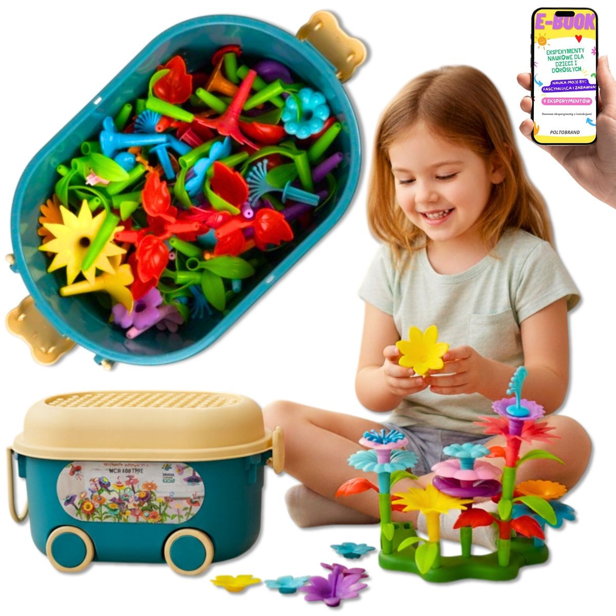 KLOCKI KONSTRUKCYJNE OGRÓD 3D 139el Kuferek na Kółkach Klocki Dla Dziewczynki Córki Wnuczki 3+ EBOOK