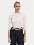 Bluzki damskie - Tommy Hilfiger Bluzka New Cody WW0WW40589 Różowy Slim Fit - miniaturka - grafika 1