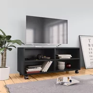 Szafki RTV - vidaXL Szafka pod TV z kółkami, czarna, 90x35x35 cm, płyta wiórowa - miniaturka - grafika 1