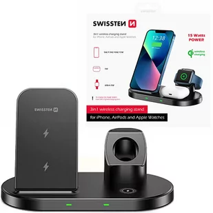 SWISSTEN Bezprzewodowa ładowarka indukcyjna 15W 3w1 - Ładowarki do telefonów - miniaturka - grafika 1