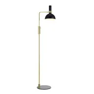 Oprawy, klosze i abażury - Stylowa lampa podłogowa Larry w złotym kolorze z czarnym kloszem - miniaturka - grafika 1
